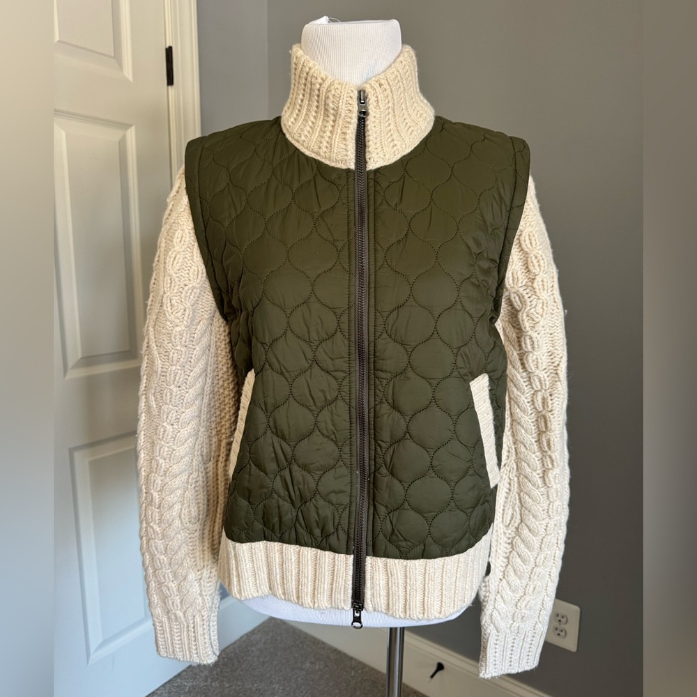 Patra Mixed-Media Jacket by Veronica Army/Oatmeal Small